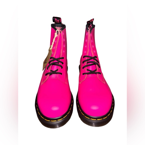 Dr. Martens 1460 Clash Pink Smooth Leather Lace Up Boots - Picture 2 of 9